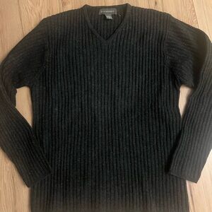 Banana Republic Black and Gray V-Neck Sweater